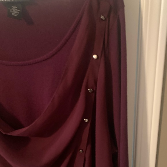 Beautiful Burgundy blouse with sheer overlay! - Picture 2 of 5